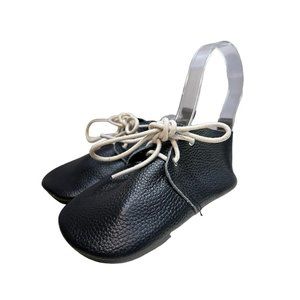 Kids Monkey Feet Sz. 7 Black Lace UP Moccasin Leather Shoes